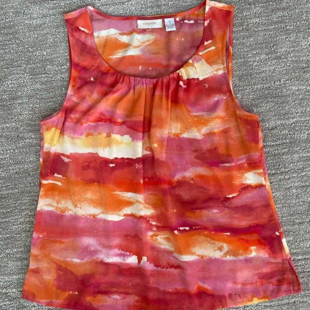Chico’s orange pink sleeveless top. Size 1 (M/L) - Picture 4 of 4